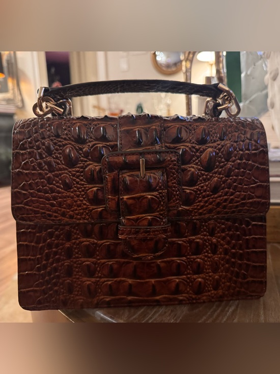 Brahmin Handbags - Brahmin Brown Croc-Embossed Leather Top-Handle Shoulder Bag